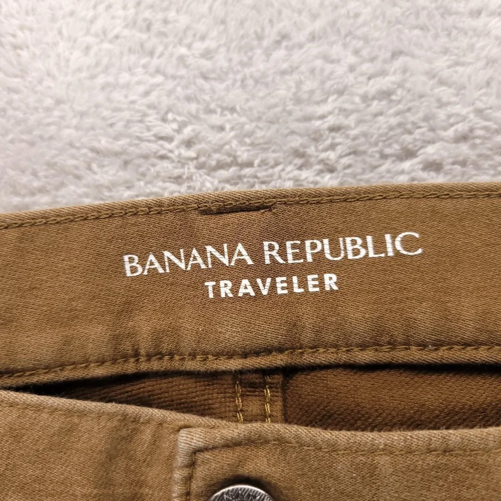 Banana Republic Jeans Mens 34x32 Brown Traveler Slim Fit Stretch Tapered Denim